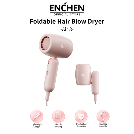 Air3 Small Lightwight Blower Safe Mini Foldable Hair Dryer